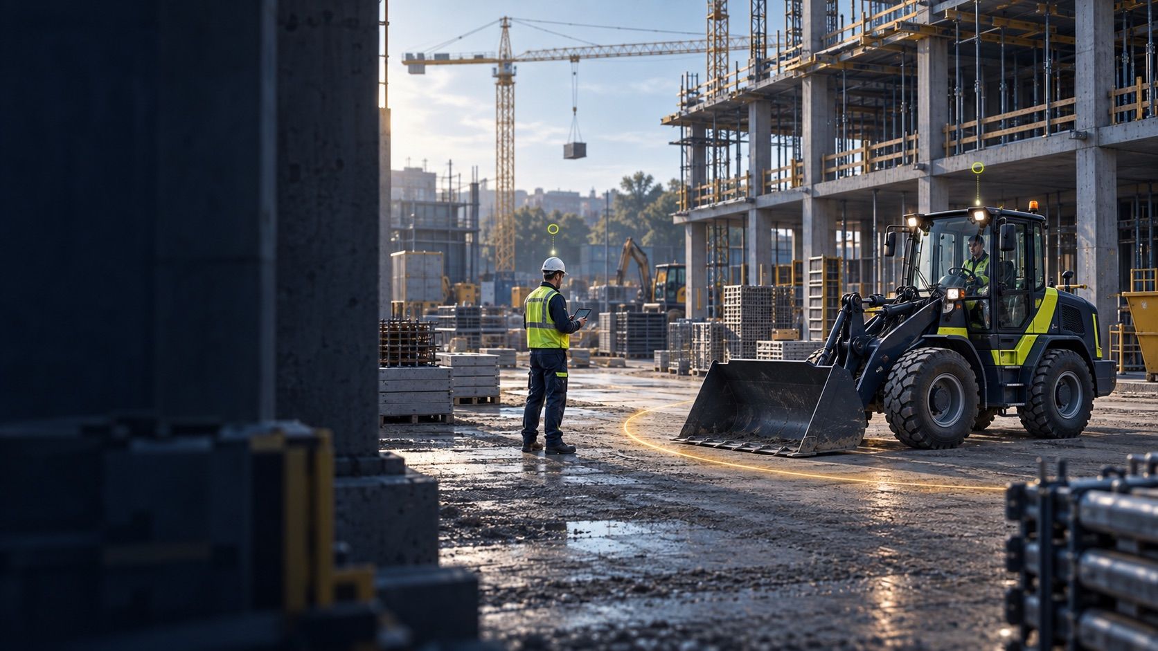 A construction site with heavy machinery