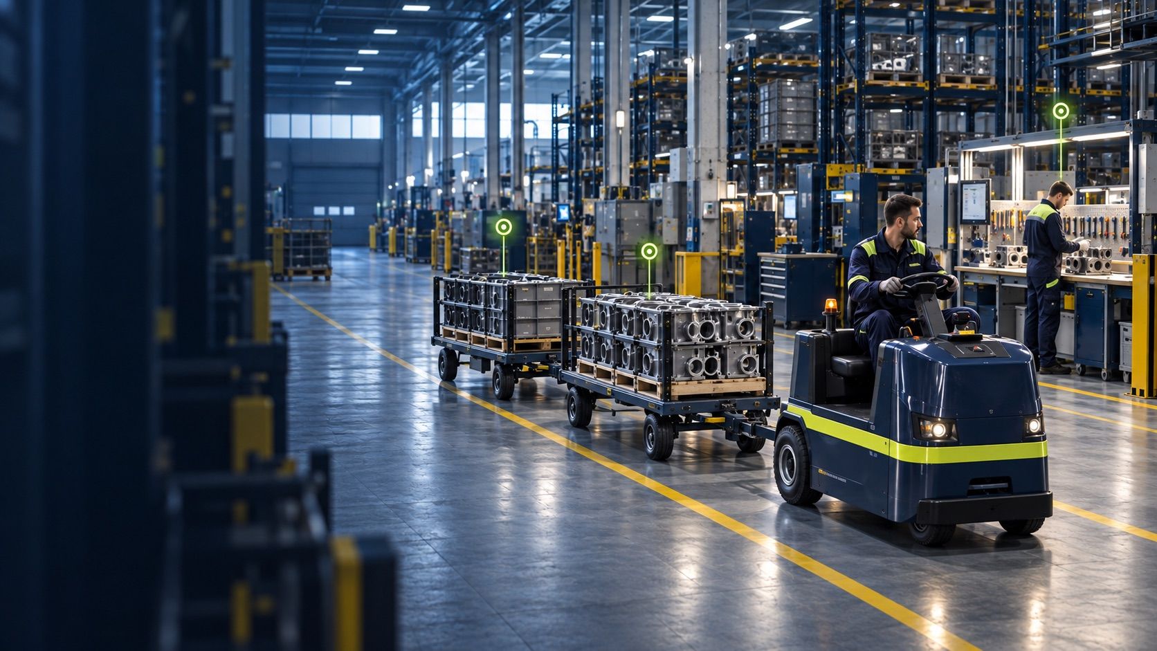 A worker on a manufacturing line