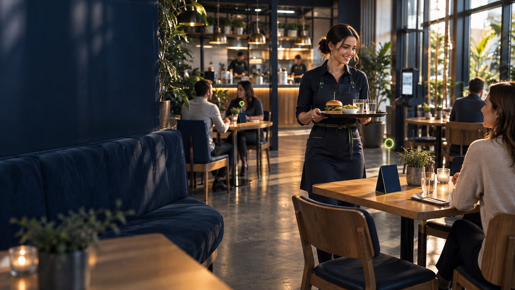 A quick-service restaurant counter